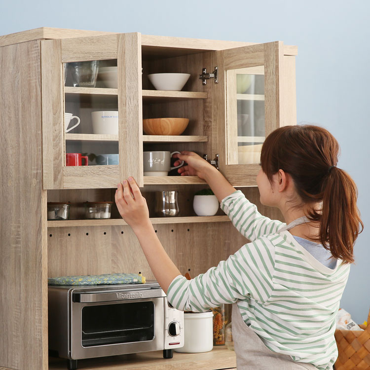 食器棚 スリム キッチン収納 キッチンボード おしゃれ キッチンキャビネット 90cm カップボード レンジ台 収納 棚 ラック リビング 炊飯器 関連画像1