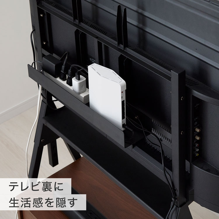 TV台 テレビスタンド テレビ台 イーゼル 壁掛け風 壁掛けテレビ 壁掛け 配線隠し モニター台 モニタースタンド スチール棚 収納付き 木目調 | LOWYA | 09