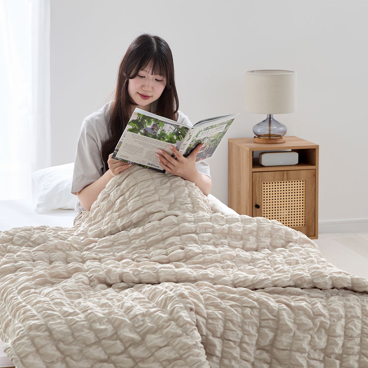 肌掛布団 ギャザー 掛け布団 洗える オールシーズン 洗濯可 年中 通年 綿 おしゃれ 可愛い 寝具 韓国風 北欧風 肌布団 ブランケット 毛布 | LOWYA | 12