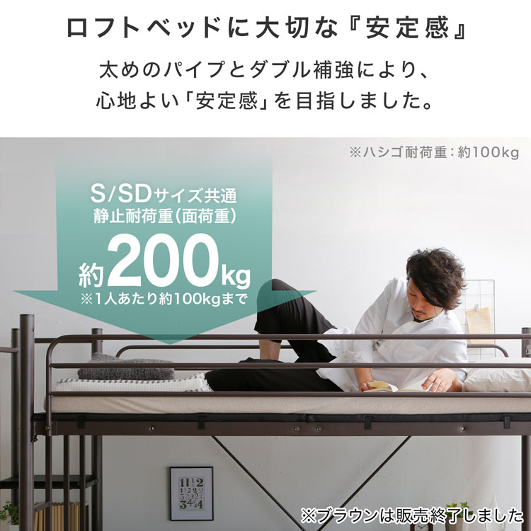 LOWYA（ロウヤ） ロフトベッド フレーム単品 シングルベッド 階段 階段