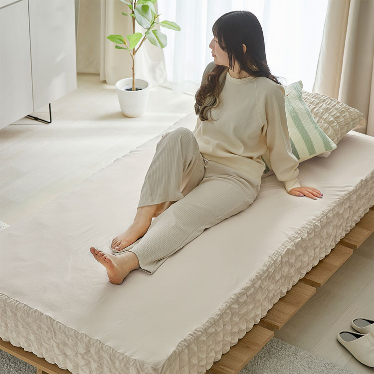 マットレスカバー ふわふわ ボックスシーツ ベッドシーツ 通年 ふわふわ ギャザー 洗える 丸洗い ウォッシャブル 寝具 シーツ ベッドカバー | LOWYA | 16