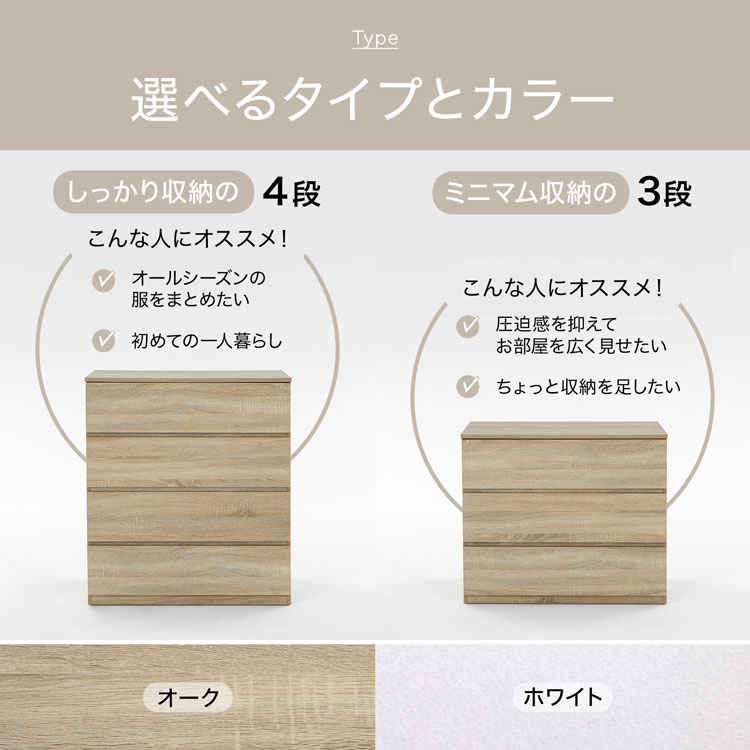 LOWYA（ロウヤ） チェスト 衣類収納 衣装ケース 押し入れ収納 3段 4段