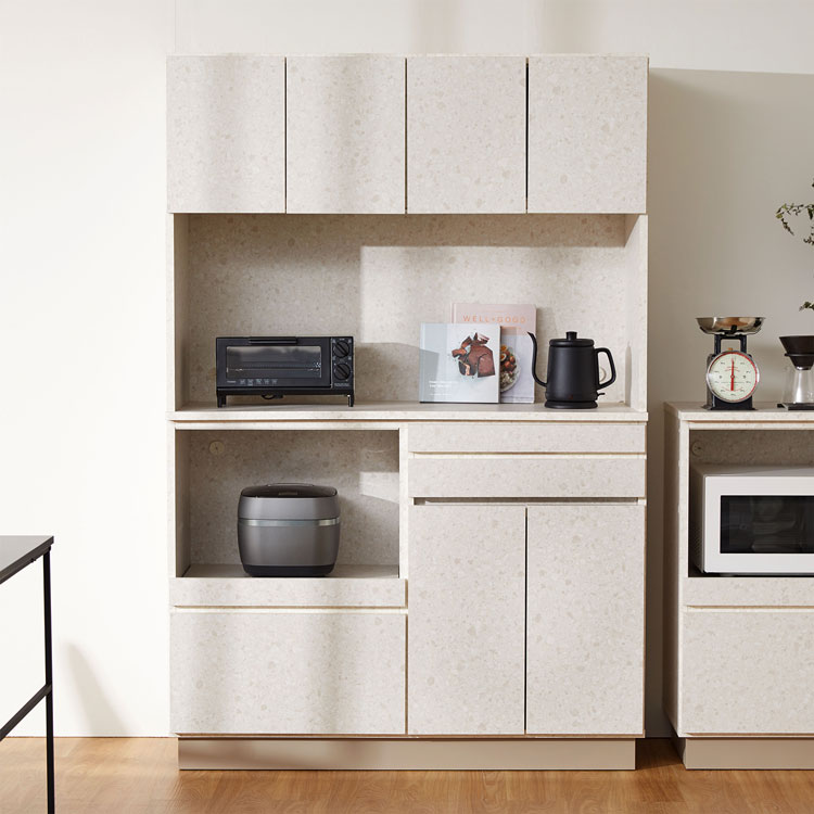 LOWYA（ロウヤ） 食器棚 幅118.9cm おしゃれ 完成品 キッチンボード