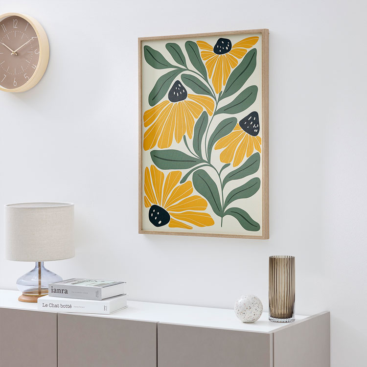 LOWYA（ロウヤ） アートボード 50×70cm フラワー 木目調フレーム