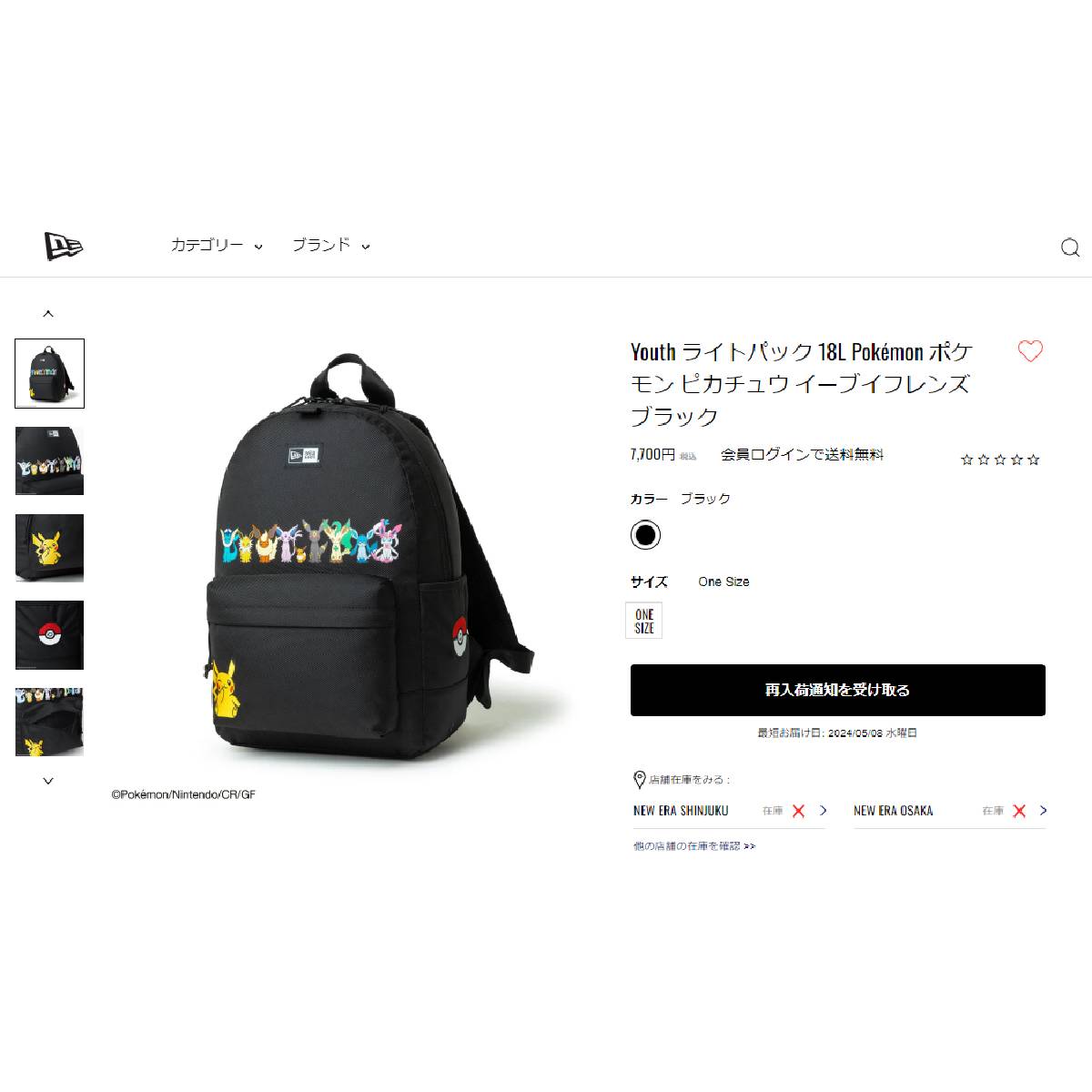 NEW ERA YOUTH LIGHT PACK 18L POKEMON ニューエラ ライトパック 