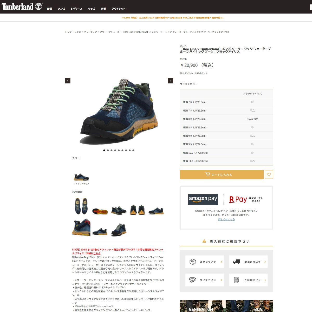 TIMBERLAND x Bee Line SOLAR RIDGE GTX ティンバーランド x ビー