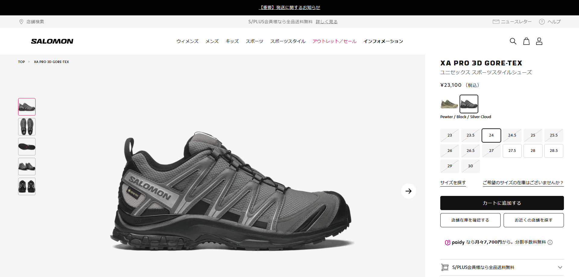 SALOMON XA PRO 3D GTX サロモン エックスエー プロ ゴアテック