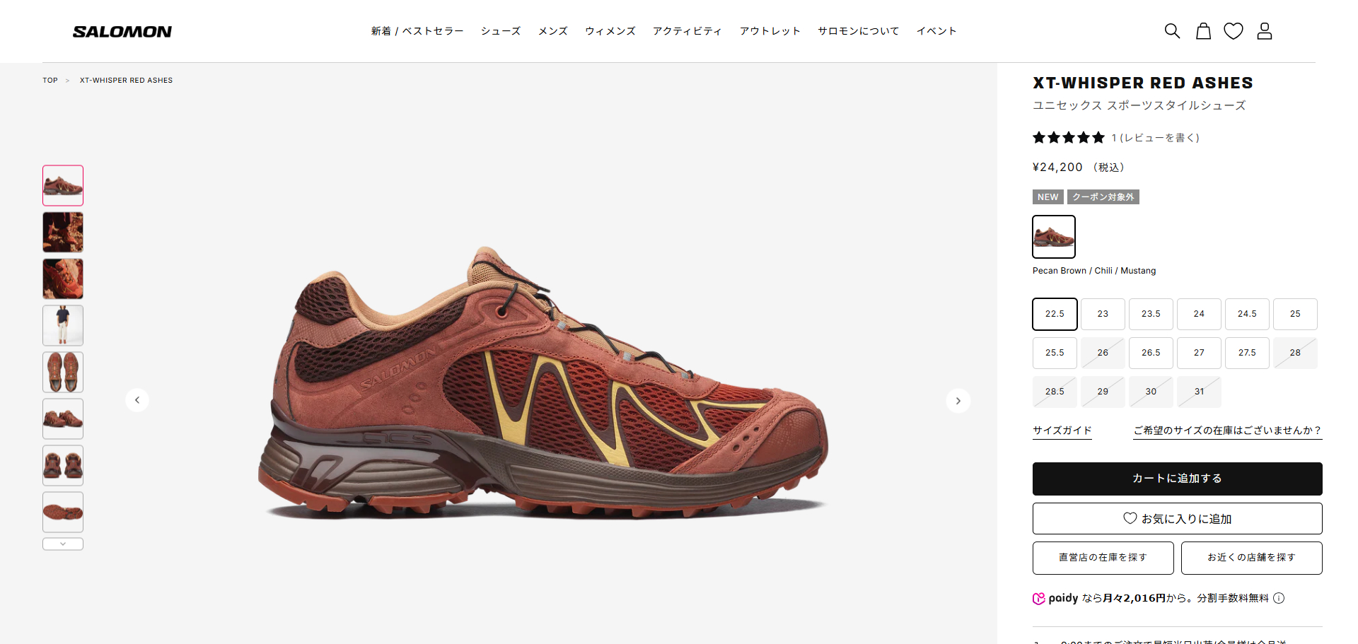 SALOMON（サロモン） SALOMON XT-WHISPER RED ASHES エックスティー
