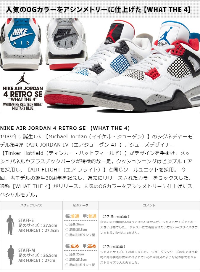 NIKE AIR JORDAN 4 RETRO SE 【WHAT THE 4】 ナイキ エア ジョーダン 4