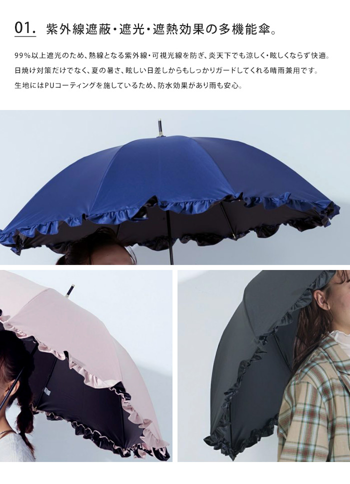 【未使用】サンドレス 傘 ショート丈 日傘 晴雨兼用 パラソル フリル グレー - メルカリ