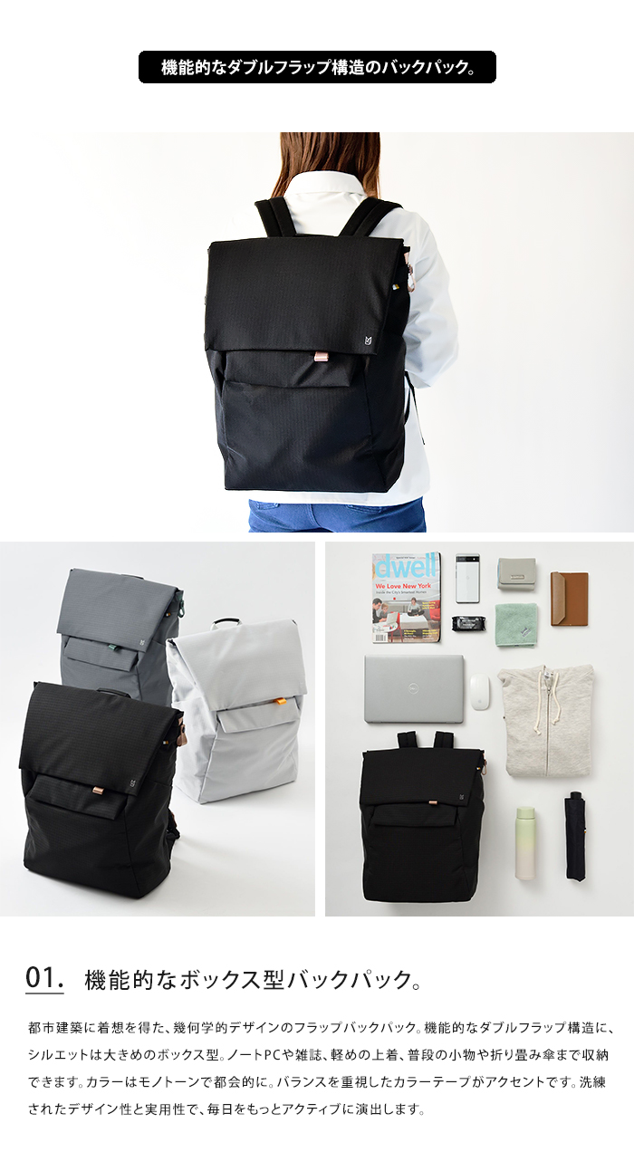 MILESTO Hutte Wフラップバックパック ブラックMLS942 MILESTO ミレスト Hutte ヒュッテ Wフラップバックパック バッグ