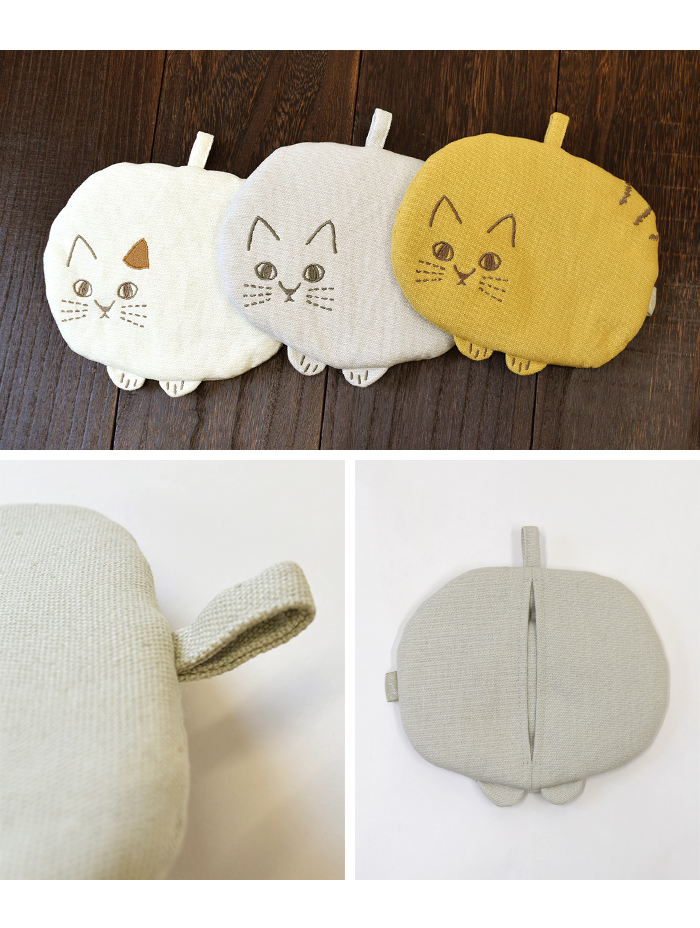 Nyaff にゃふにゃふ 鍋つかみ ミトン ループ付き 鍋敷き マット 猫