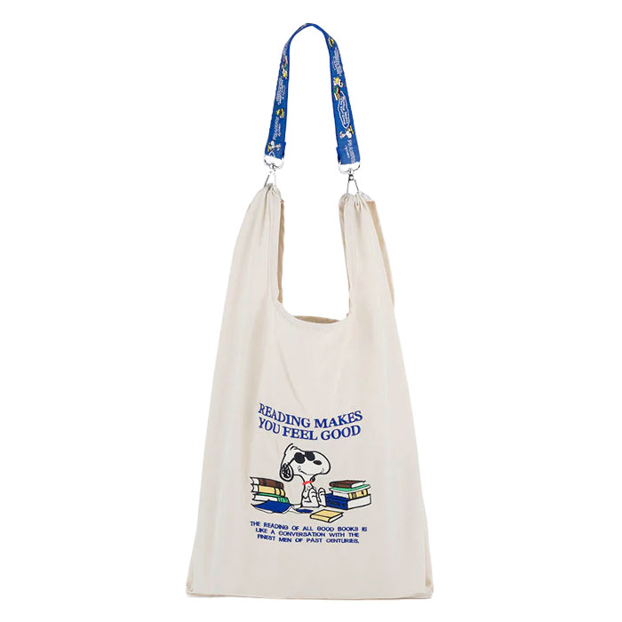 Vintage PEANUTS snoopy スヌーピー ストラップ付きショッパーバッグ