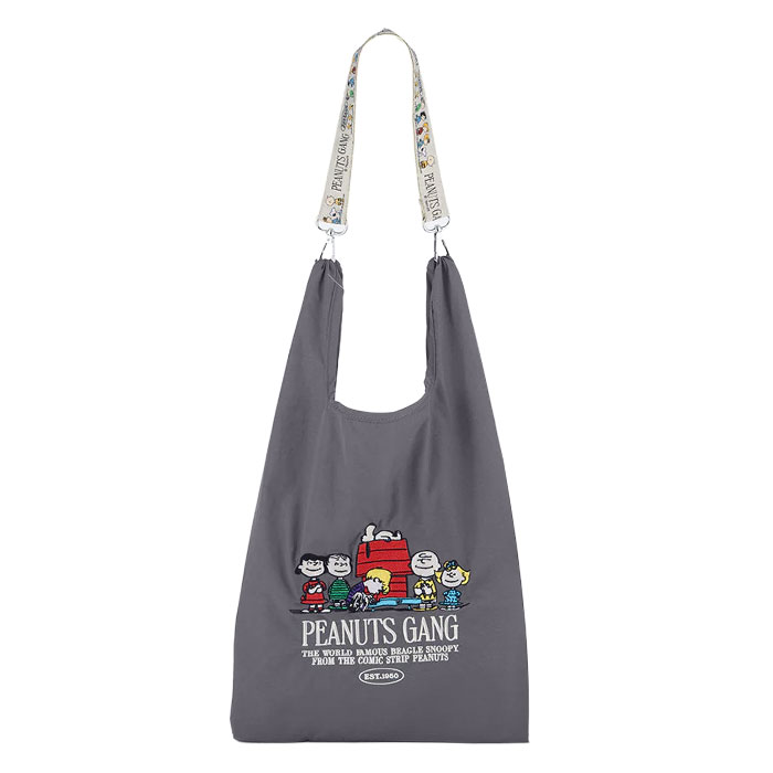 Vintage PEANUTS snoopy スヌーピー ストラップ付きショッパーバッグ