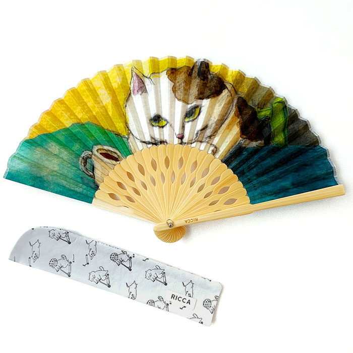 HEMING'S 扇子 RICCA カマノレイコ レディース かわいい 猫 ねこ