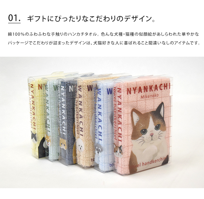 Qoo10] にゃんかち 綿100% ハンカチタオル