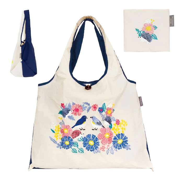 刺繍トートバッグ 2way 折りたたみ バッグ 鞄 エコバッグ コンパクト