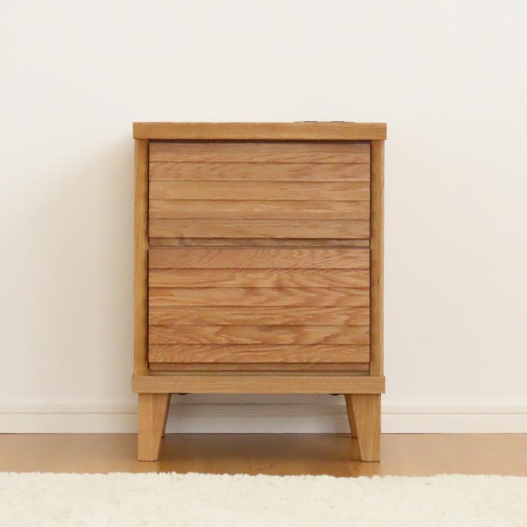 サイドチェスト 40 cm 幅 2段 完成品 無垢 ウォールナット オーク