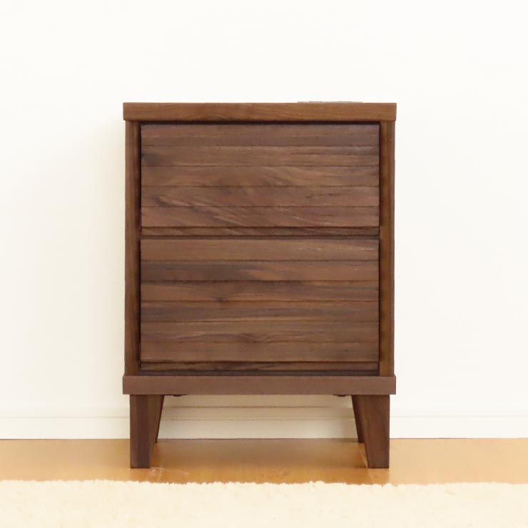 サイドチェスト 40 cm 幅 2段 完成品 無垢 ウォールナット オーク