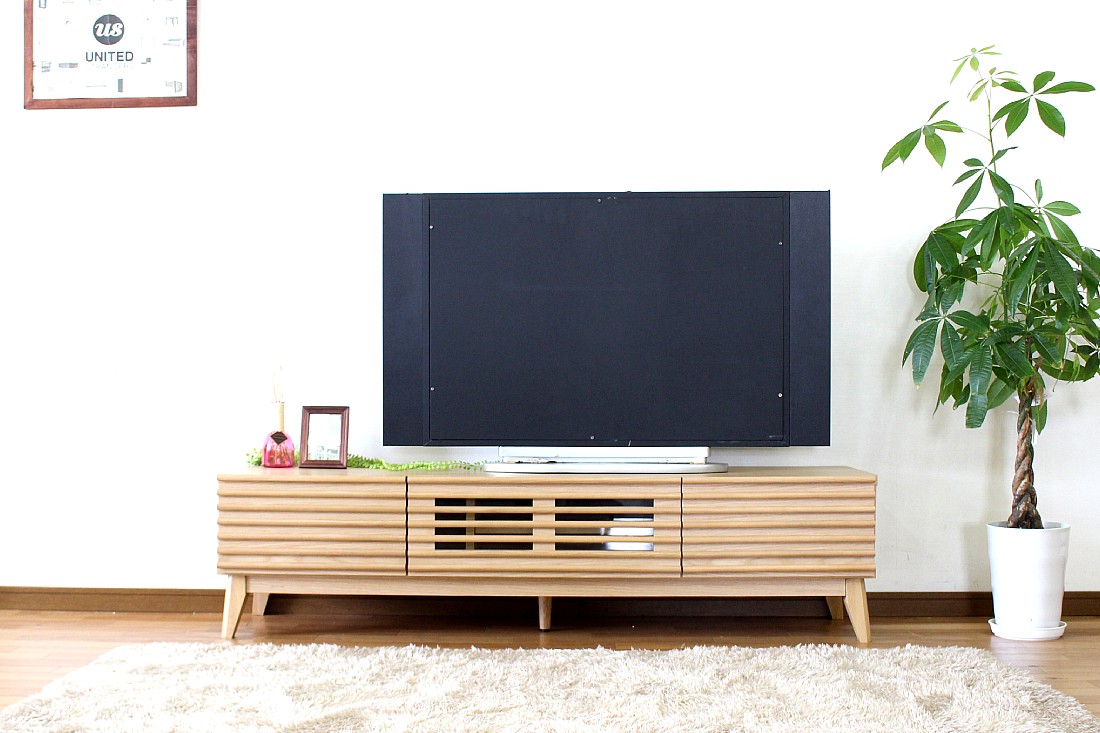ナチュラル　天然木製　テレビ台 引き出し付き 150cm ローボード テレビボード ナチュラル ブラウン 完成品 150 幅 センチ テレビ台