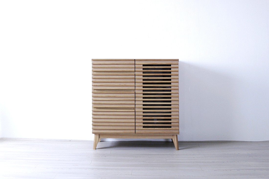 サイドボード リビングボード キャビネット ナチュラル ブラウン 80 幅