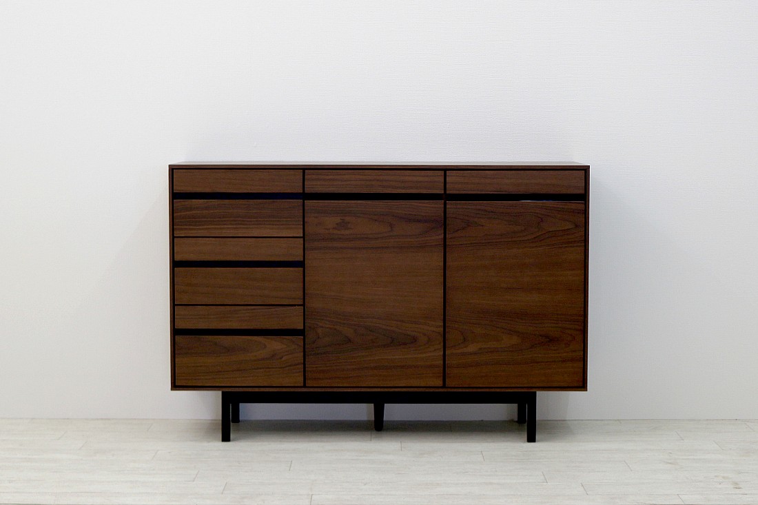 サイドボード リビングボード キャビネット グレー ウォールナット