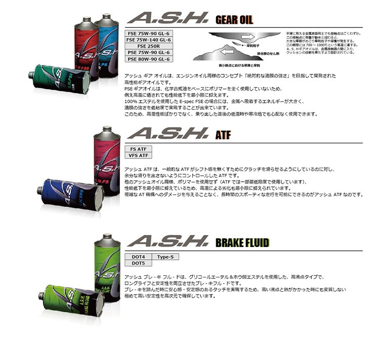 Ash アッシュ BRAKE FLUID Type-S オイル、バッテリーメンテナンス用品