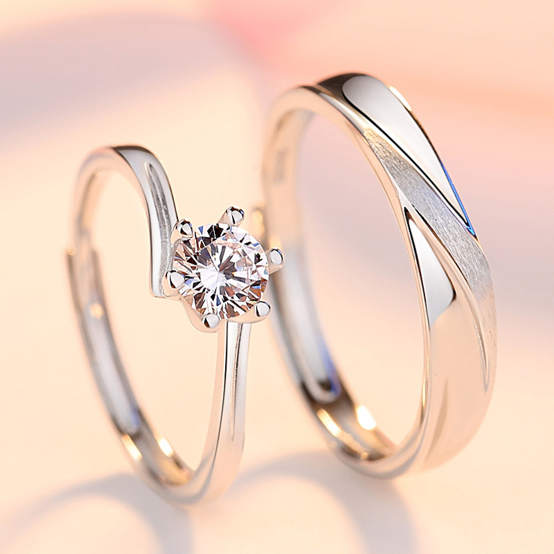 ペアリング シンプル 恋人 フリーサイズ調整可能 永遠 リング