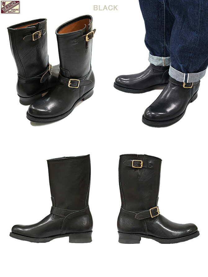 Y'2 LEATHER エコホースエンジニアブーツ　black　EB-01 Y'2 LEATHER（ワイツーレザー） EB-01 エコホースエンジニア