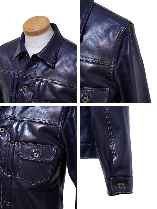 デニムジャケット型　レザージャケット Y'2 LEATHER（ワイツーレザー） 】 インディゴホースGジャン2nd