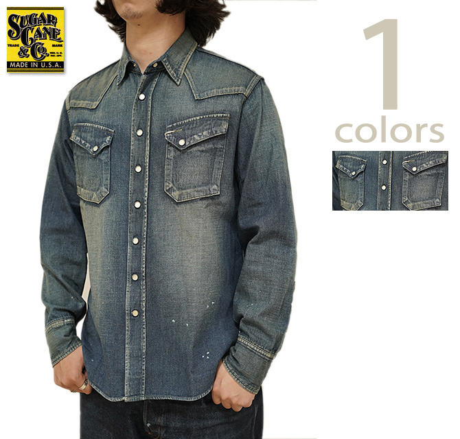 SUGAR CANE シュガーケーン ウエスタンシャツ 　サイズ16　未使用 SUGAR CANE シュガーケン SUGAR CANE SC29475 BLUE DENIM L/S