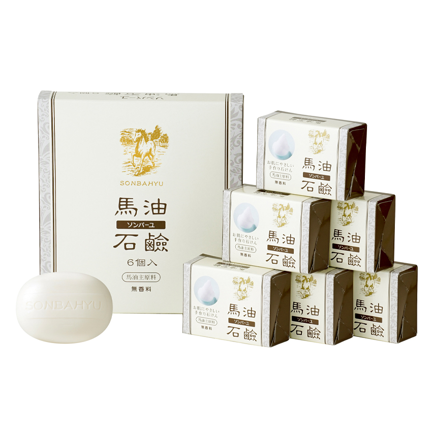 薬師堂 ソンバーユ 馬油石鹸 6個入り 無香料 ヒノキ スキンケア せっけん 石けん ソープ 馬油 ばあゆ 保湿 うるおい 安心 関連画像1