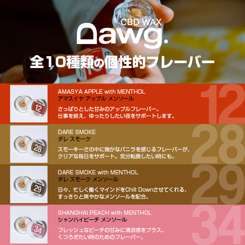 Dawg. ドーグ CBD WAX スターターキット airis ヴェポライザー + ワックス セット 電子タバコ CBD濃度 90% フレーバー お手軽 加熱式｜luastyle｜16