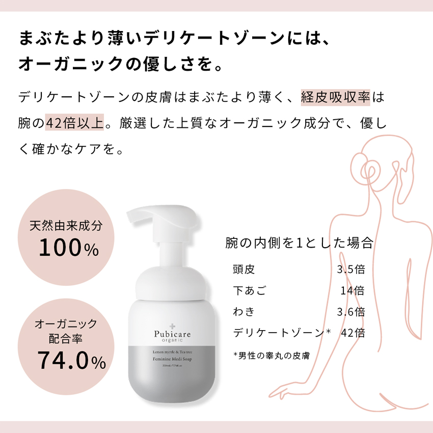 2個セット Pubicare organic ピュビケア オーガニック フェミニン メディソープ レモンマートル＆ティーツリー 220ml 膣 洗浄 専用 ソープ 石鹸 石けん | Pubicare organic | 03