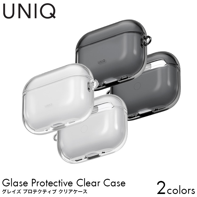 UNIQ ���j�[�N �G�A�|�b�c�v��3 �P�[�X AIRPODSPRO3 GLSGCLR APPLE AirPods Pro3 ��p�P�[�X GLOSSY CLEAR/GLOSSY SMOKE GLASE PROTECTIVE CLEAR CASE