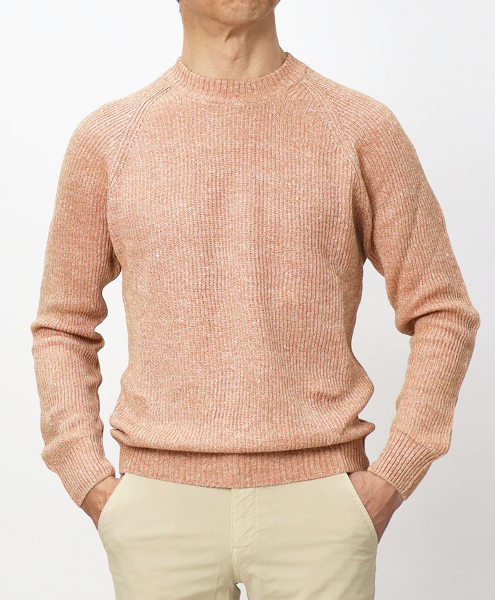 美品☆グランサッソ　リネンコットン半袖クルーネックセーター　ニット　48 Gran Sasso（グランサッソ） グランサッソ / GRANSASSO / あぜ編み