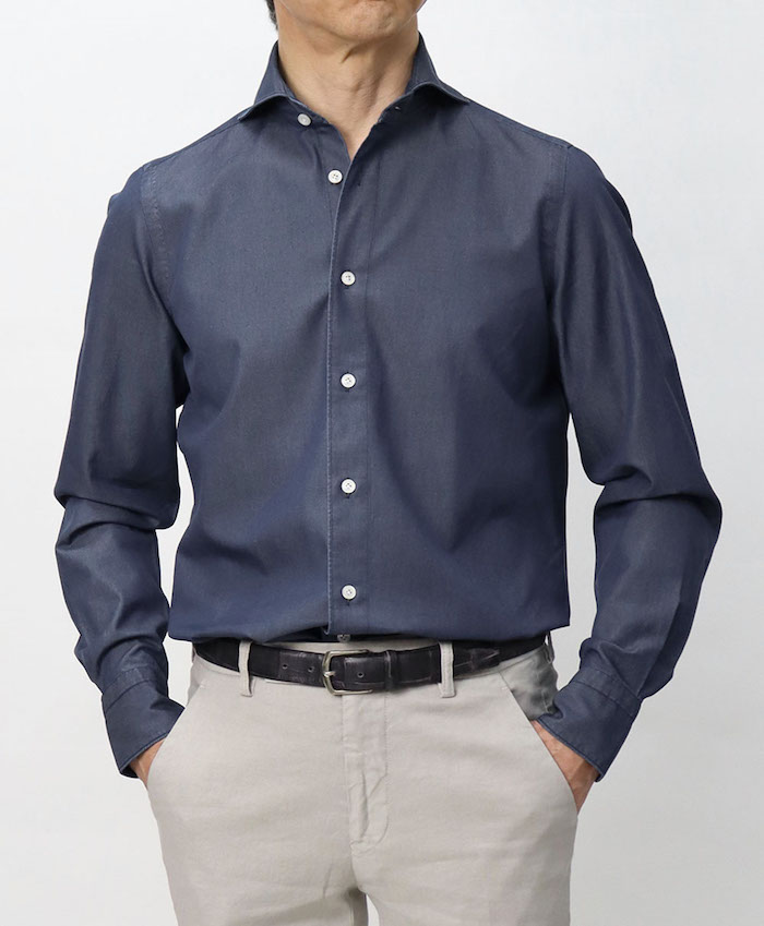 Finamore フィナモレ / セルジオ SERGIO デニム シャツ コットン BALI