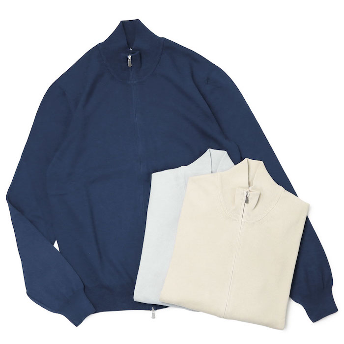 Gran Sasso グランサッソ ダブルジレ ニット ブルー 52 イタリア製 Gran Sasso グランサッソ モックネック ニット/LUPPETTO M/L