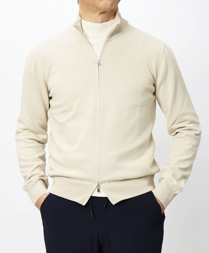 Gran Sasso グランサッソ ダブルジレ ニット ブルー 52 イタリア製 Gran Sasso グランサッソ モックネック ニット/LUPPETTO M/L