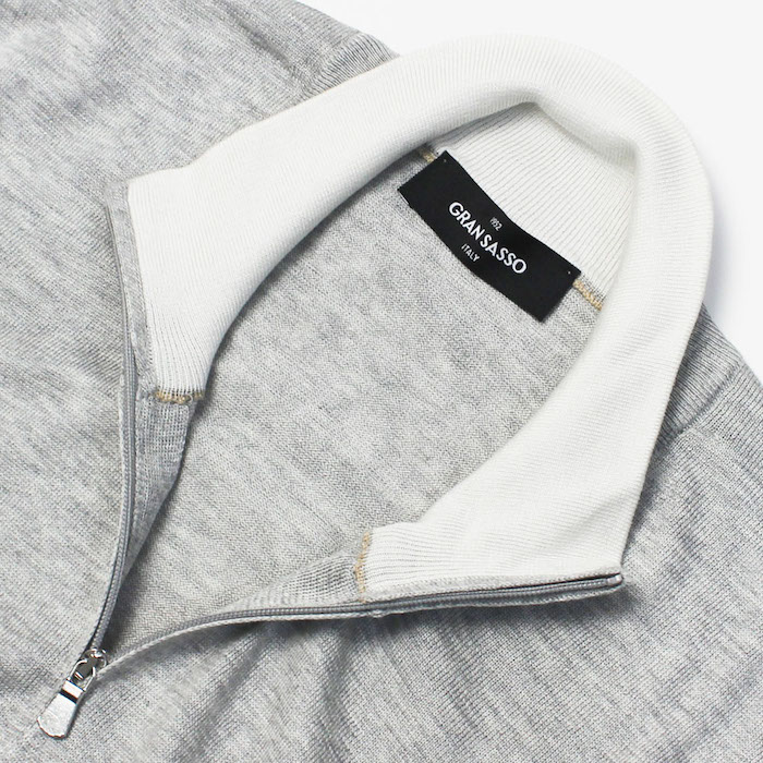 グランサッソ GRANSASSO ダブル ZIP スタンドカラー 配色 ニット カーディガン 18G シルクコットン 43151-16290  返品・交換可能59,400円 トップス
