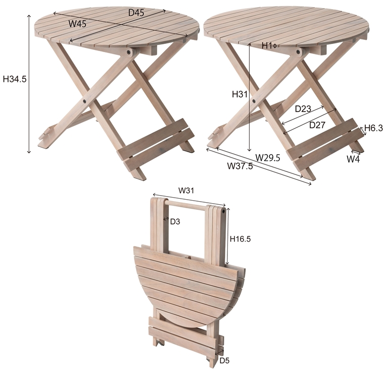 ガーデンテーブル アウトドアテーブル/天然木/折り畳み/幅45 高さ34.8｜lucentmart-bed｜23