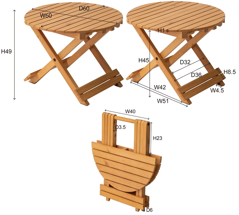 ガーデンテーブル アウトドアテーブル/天然木/折り畳み/幅60 高さ49｜lucentmart-bed｜23