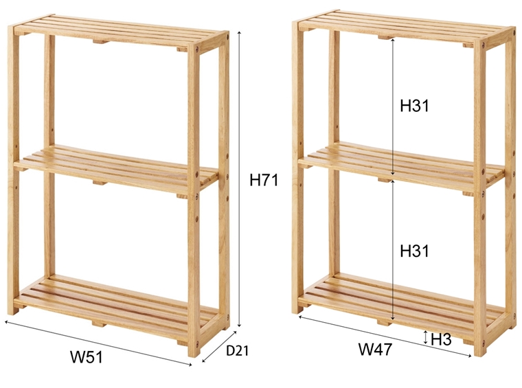 オープンラック シェルフ/３段/天然木/幅51 奥行21 高さ71/まとめ買い ご注文個数２個以上｜lucentmart-bed｜14