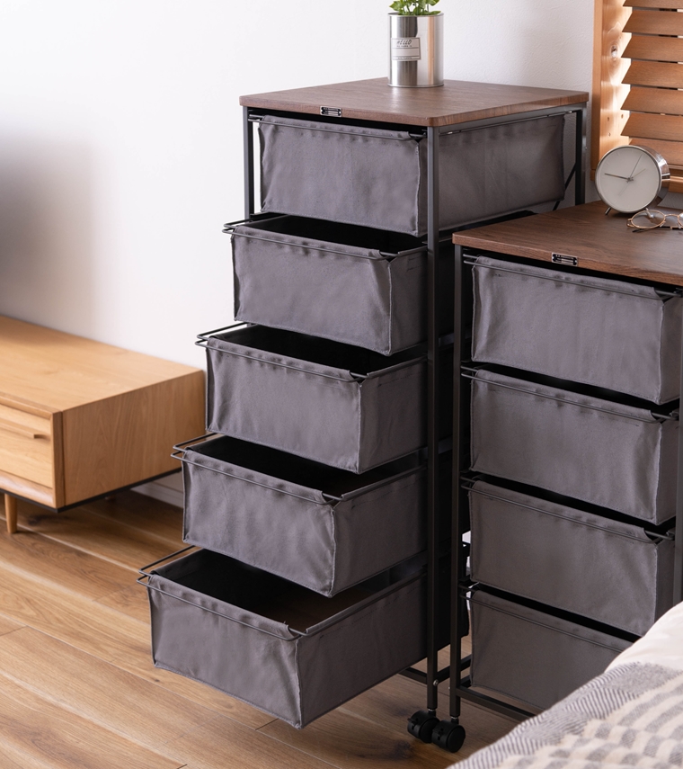 布製 チェスト 引き出し 収納/5段 引き出し/幅43 奥行44 高さ101.5