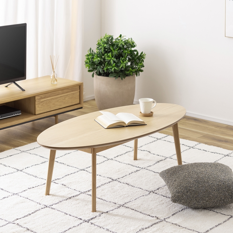 センターテーブル リビングテーブル/楕円形 オーバル/幅120 奥行55 高