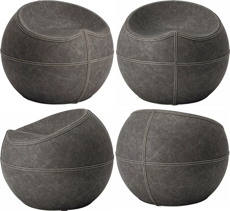 スツール 丸椅子/ボール形/ソフトレザー ヴィンテージ/幅58.5 座面高35 |  | 15