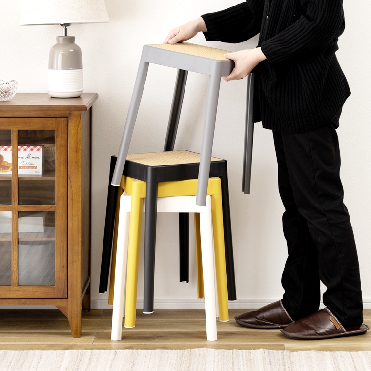 スツール 丸椅子 腰掛/樹脂製 かごめ編み調座面/スタッキング/１脚/幅34 高さ46 |  | 21