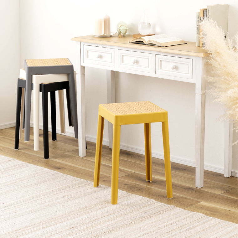 スツール 丸椅子 腰掛/樹脂製 かごめ編み調座面/スタッキング/１脚/幅34 高さ46 |  | 08