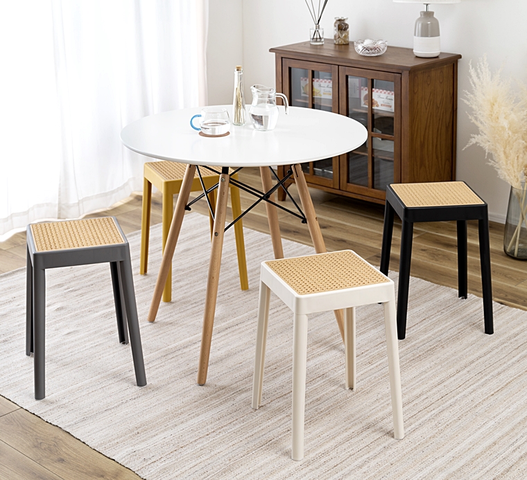 スツール 丸椅子 腰掛/樹脂製 かごめ編み調座面/スタッキング/１脚/幅34 高さ46 |  | 09