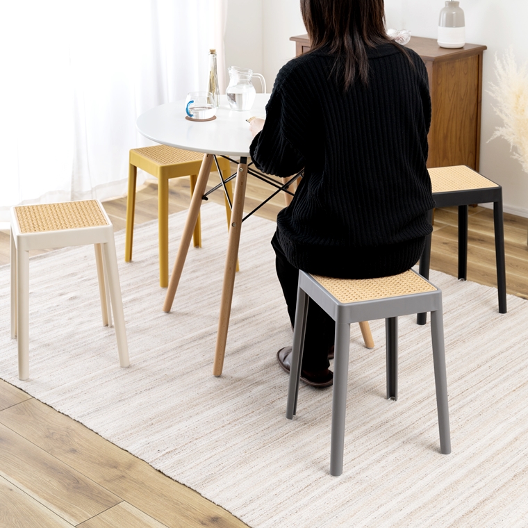 スツール 丸椅子 腰掛/樹脂製 かごめ編み調座面/スタッキング/１脚/幅34 高さ46 |  | 10